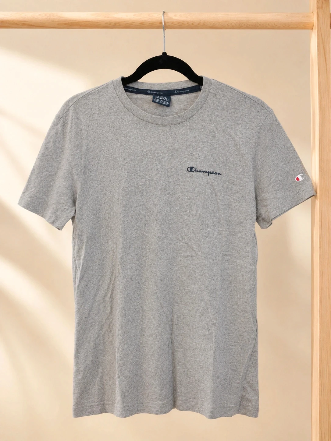 T-shirt Champion gris homme – Taille L – logos brodés